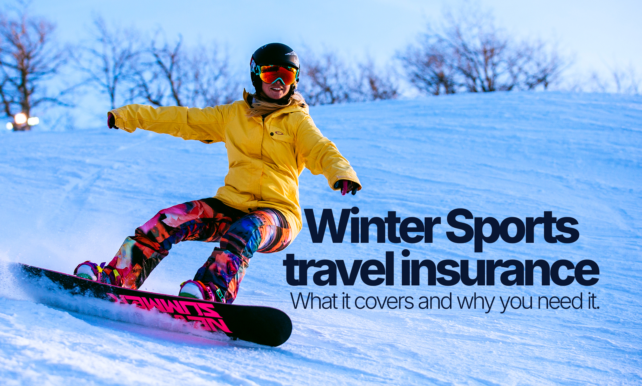 UK travelers enjoying winter sports holiday travel insurance.